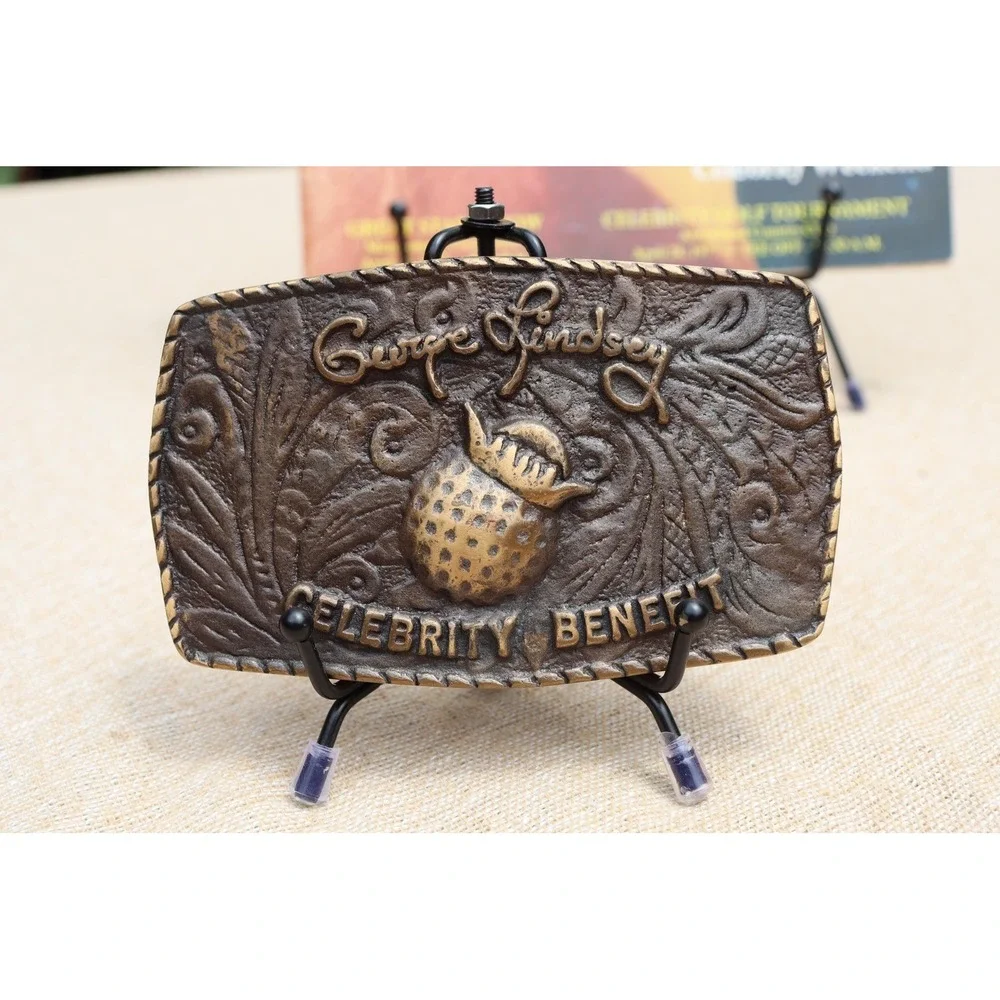 Vintage George Lindsey Celebrity Benefit Belt Buckle and Program Guide